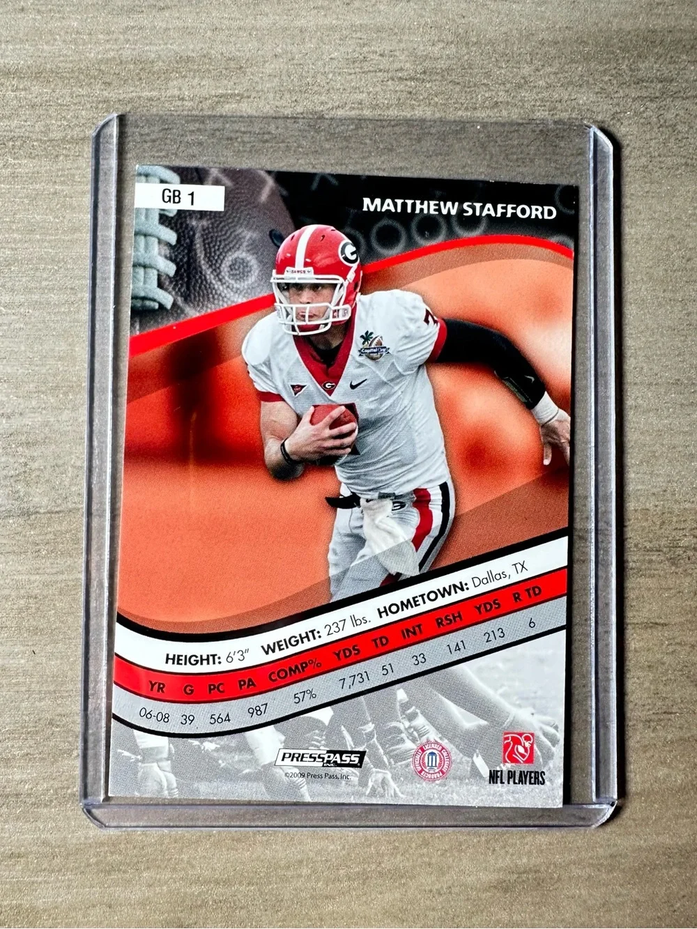 Matthew Stafford Signed Rookie Card. 2009 Game Breakers. Autograph. Georgia.